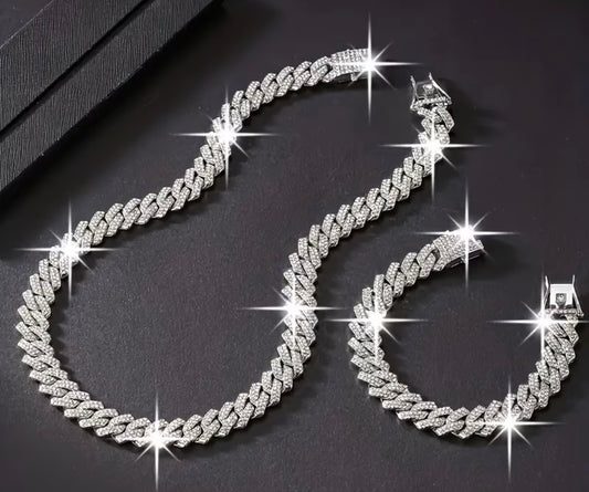 Cuban Style Rhinestone Jewelry Set