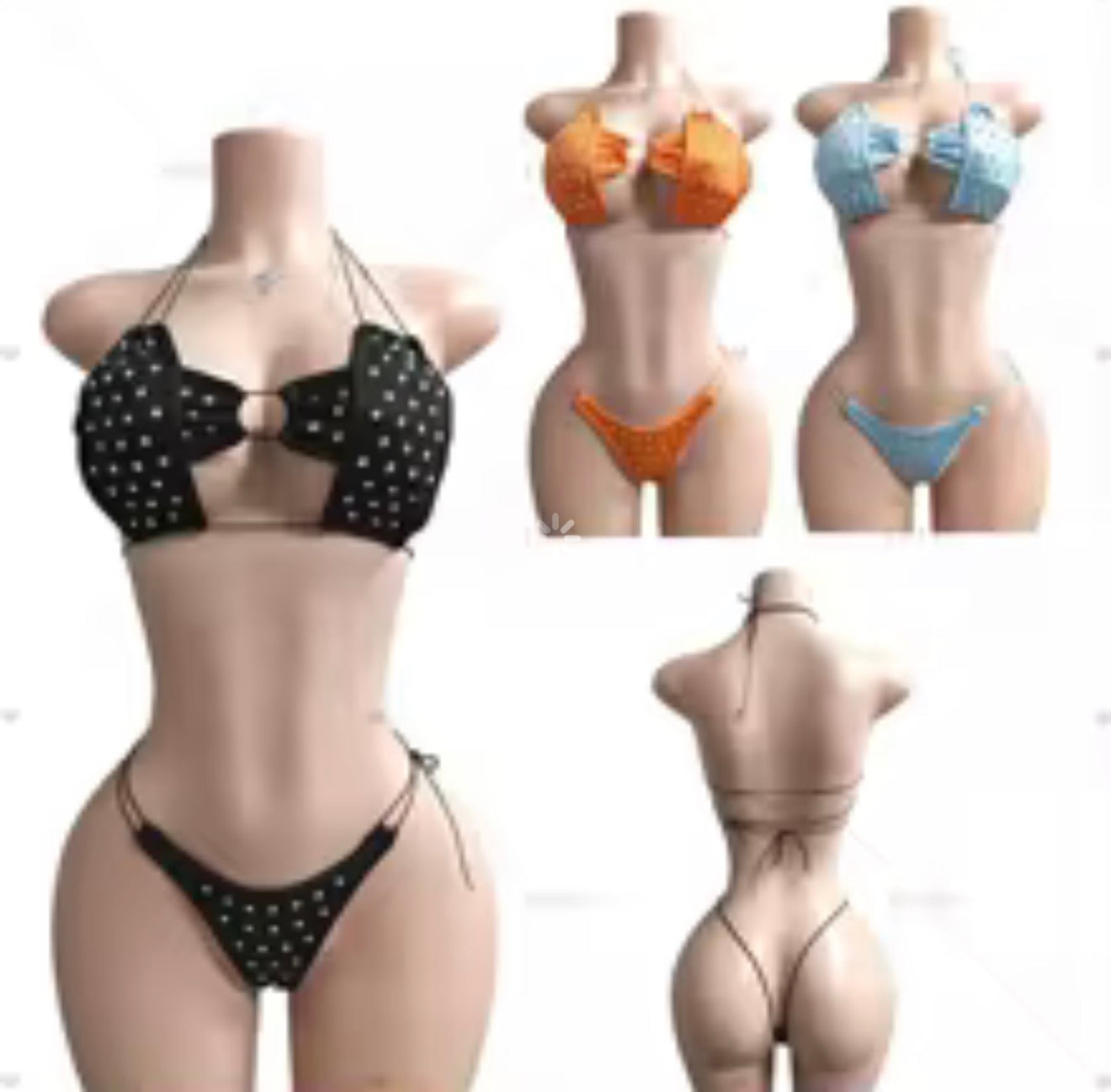 Rhinestone Cord Thong Set