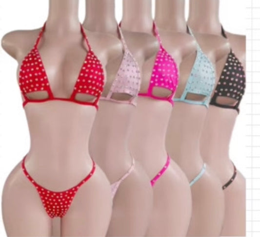 Rhinestone Thong Set