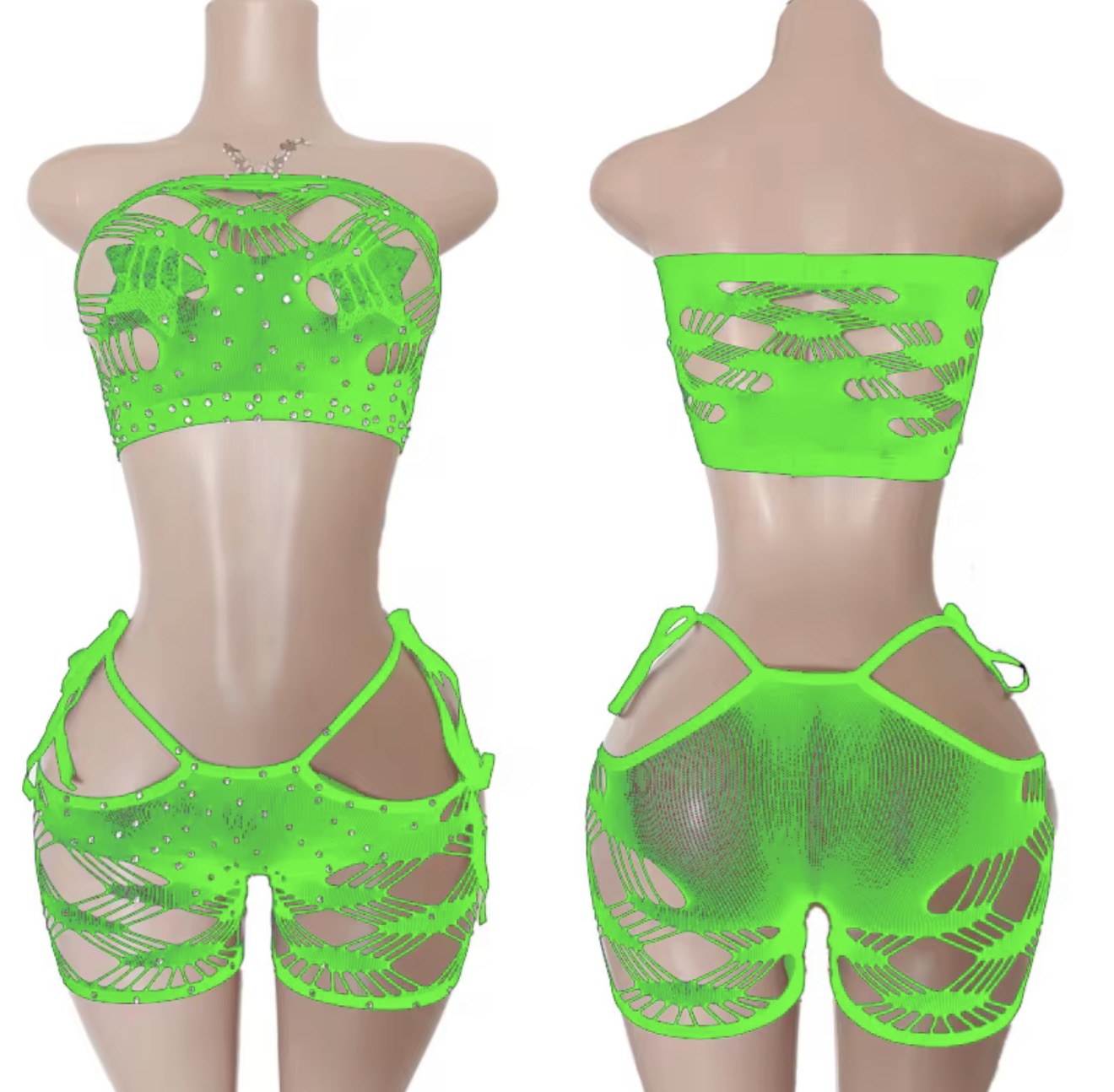 Net Bandeau Top & Shorts Set