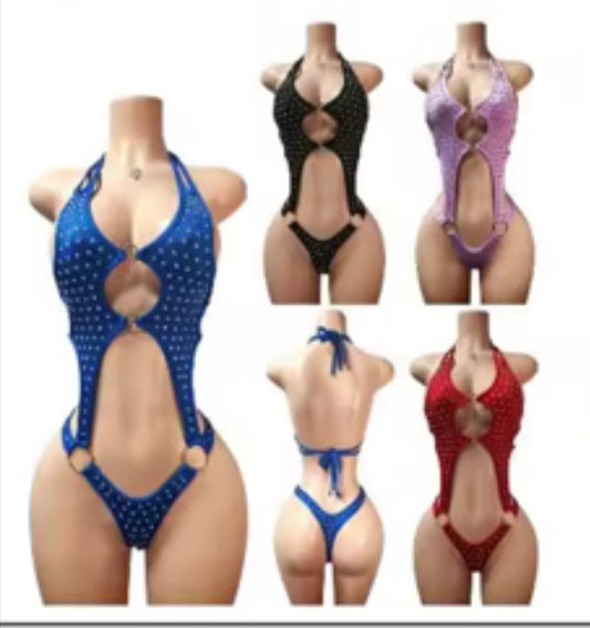 Rhinestone Thong Romper