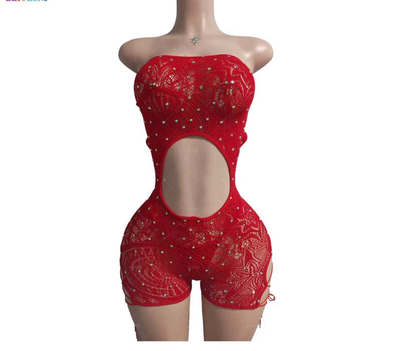 Fishnet Lace Shorts Romper