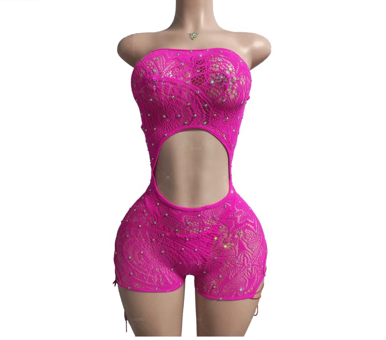 Fishnet Lace Shorts Romper