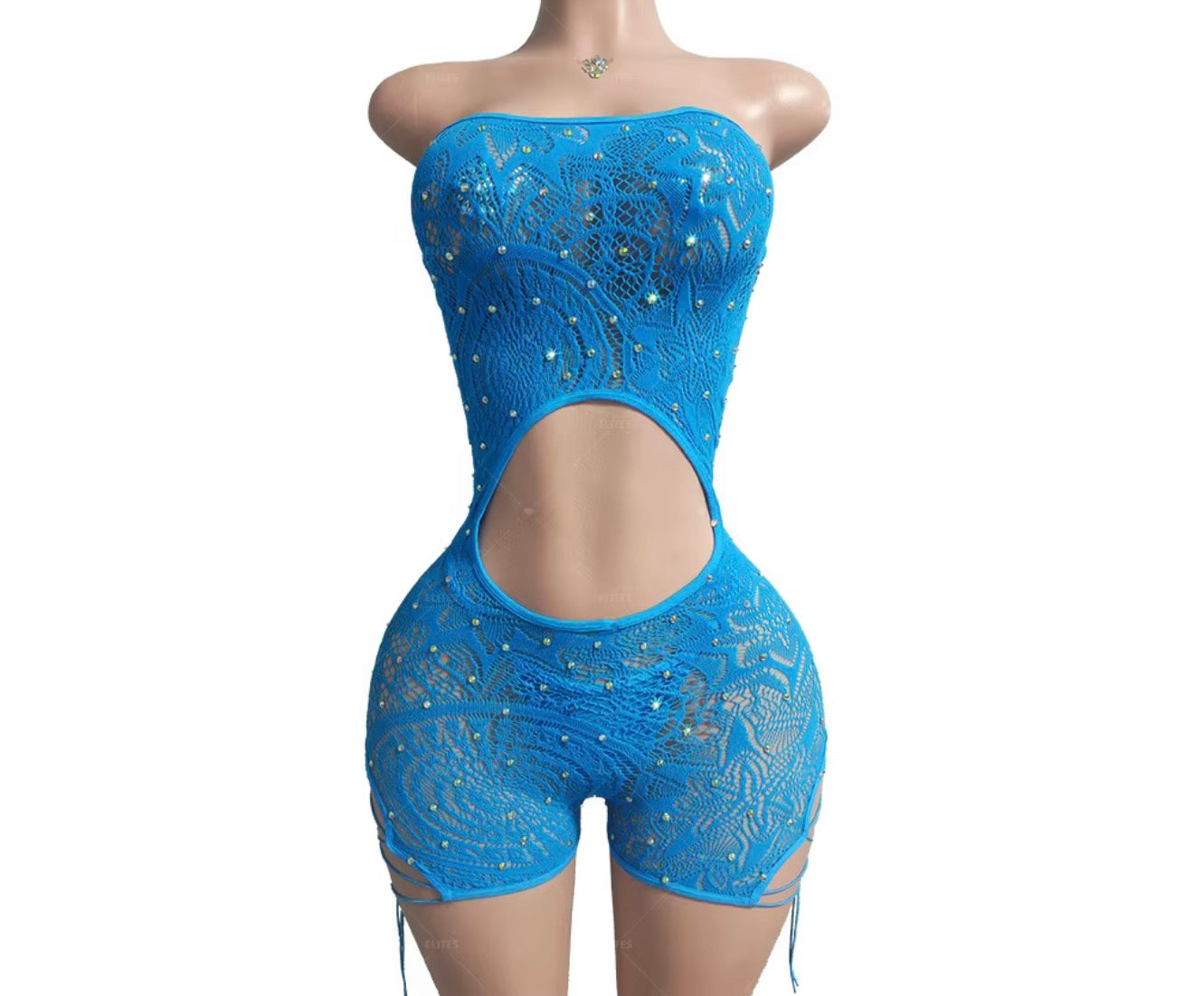 Fishnet Lace Shorts Romper