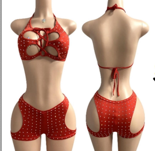 Rhinestone Short Set