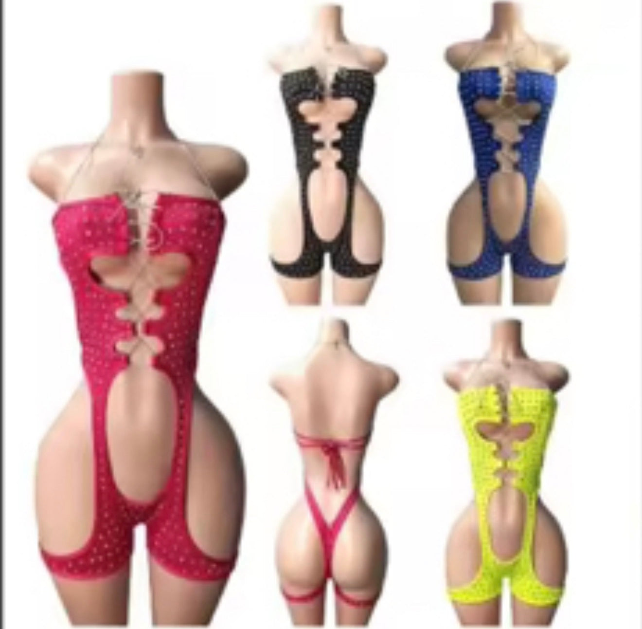 Rhinestone Thong Romper