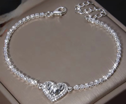 Rhinestone Heart Anklet