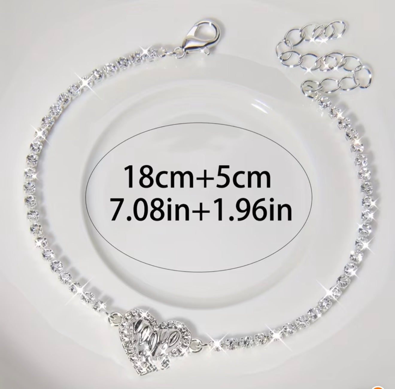 Rhinestone Heart Anklet
