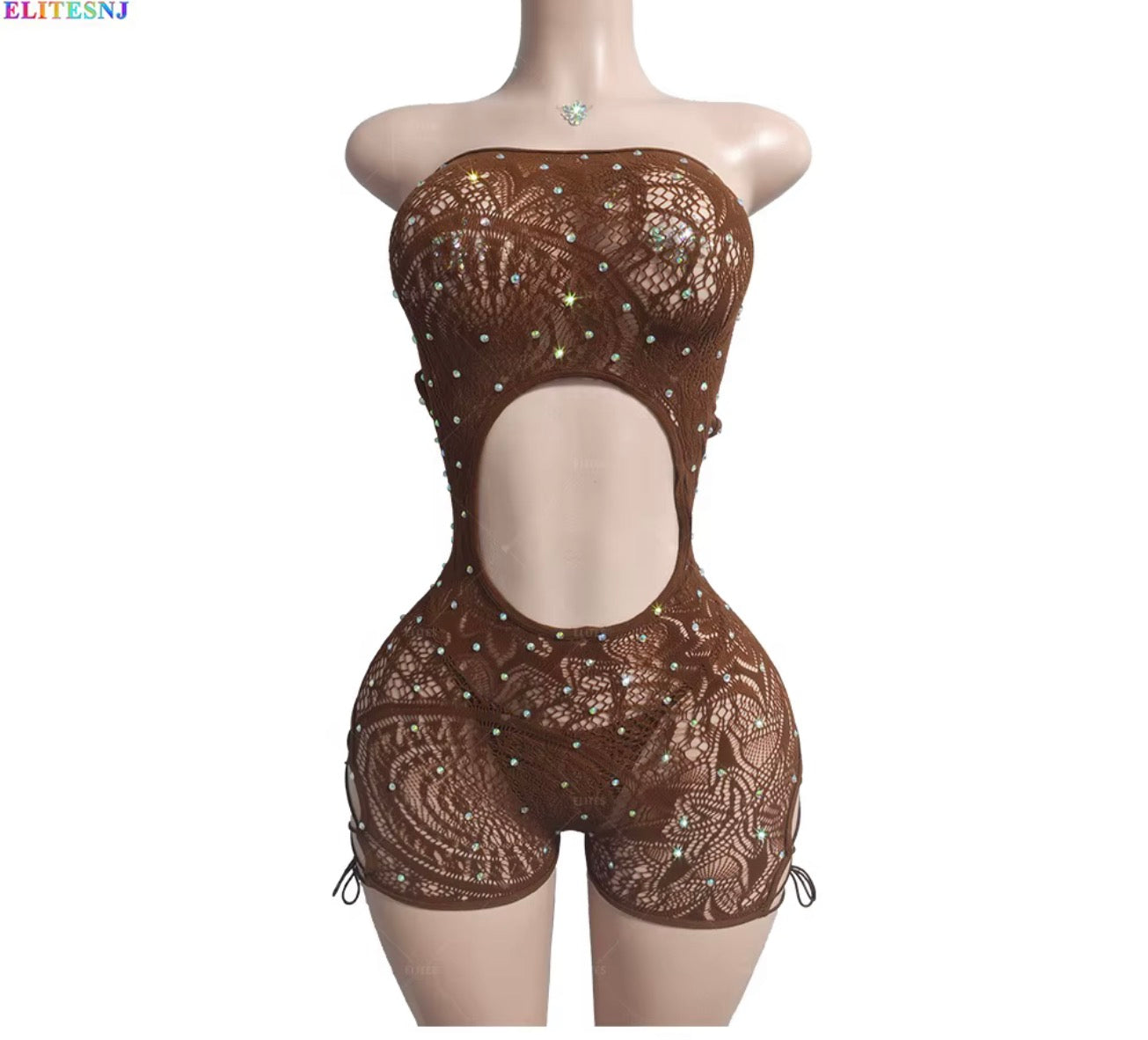 Fishnet Lace Shorts Romper