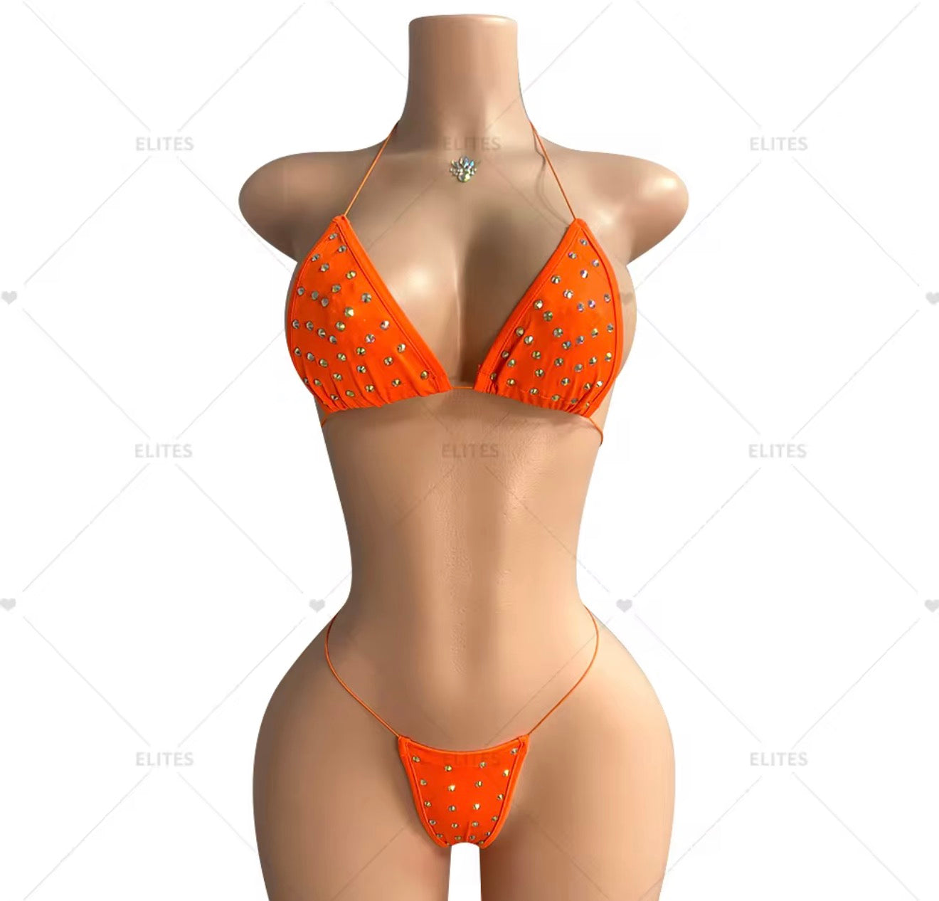 Cord Strap Rhinestone Thong Set