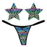 L. FRANKenstein Rainbow Reflective Pastie and Pantie Lingerie Set