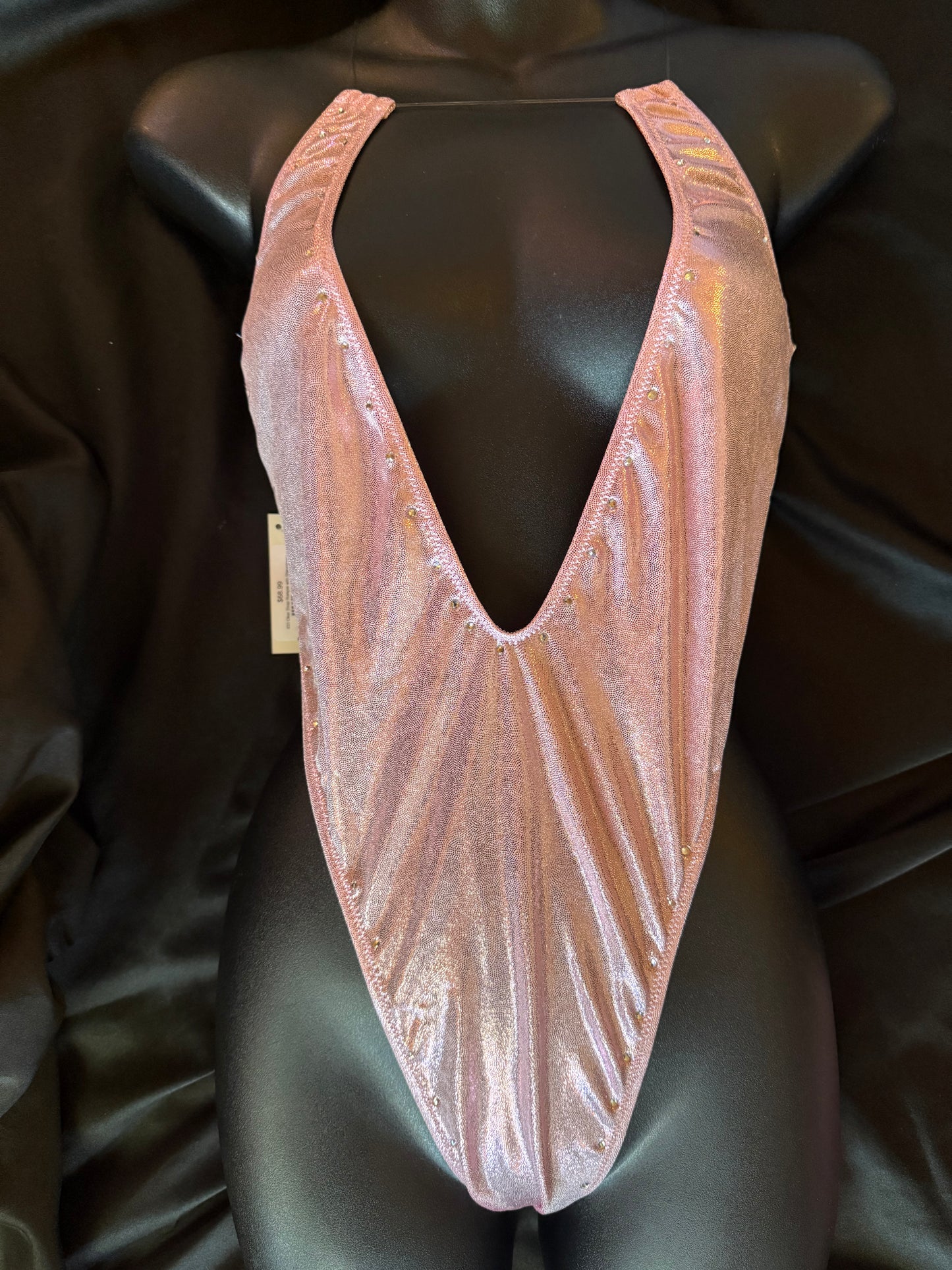 633 Clear Strap Romper with Rhinestones