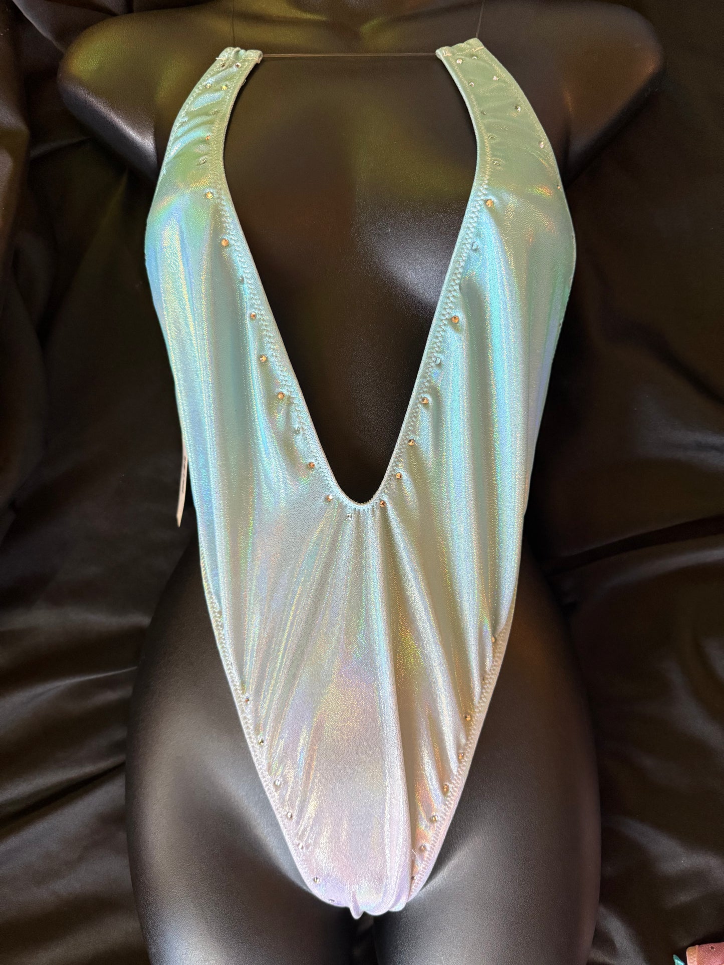 633 Clear Strap Romper with Rhinestones