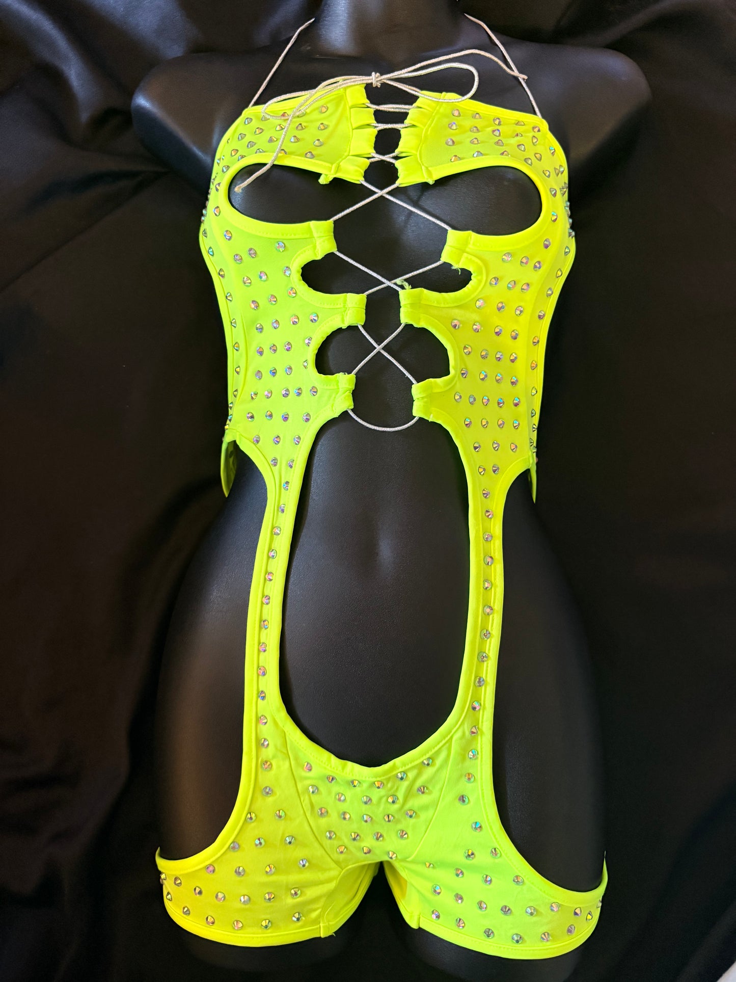 Rhinestone Thong Romper