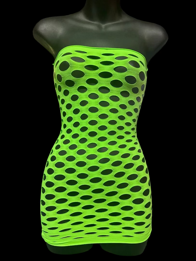 Pothole Fishnet Mesh Lingerie Tube Dress