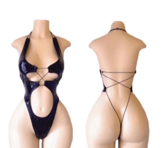 Patent Cutout Cord Romper