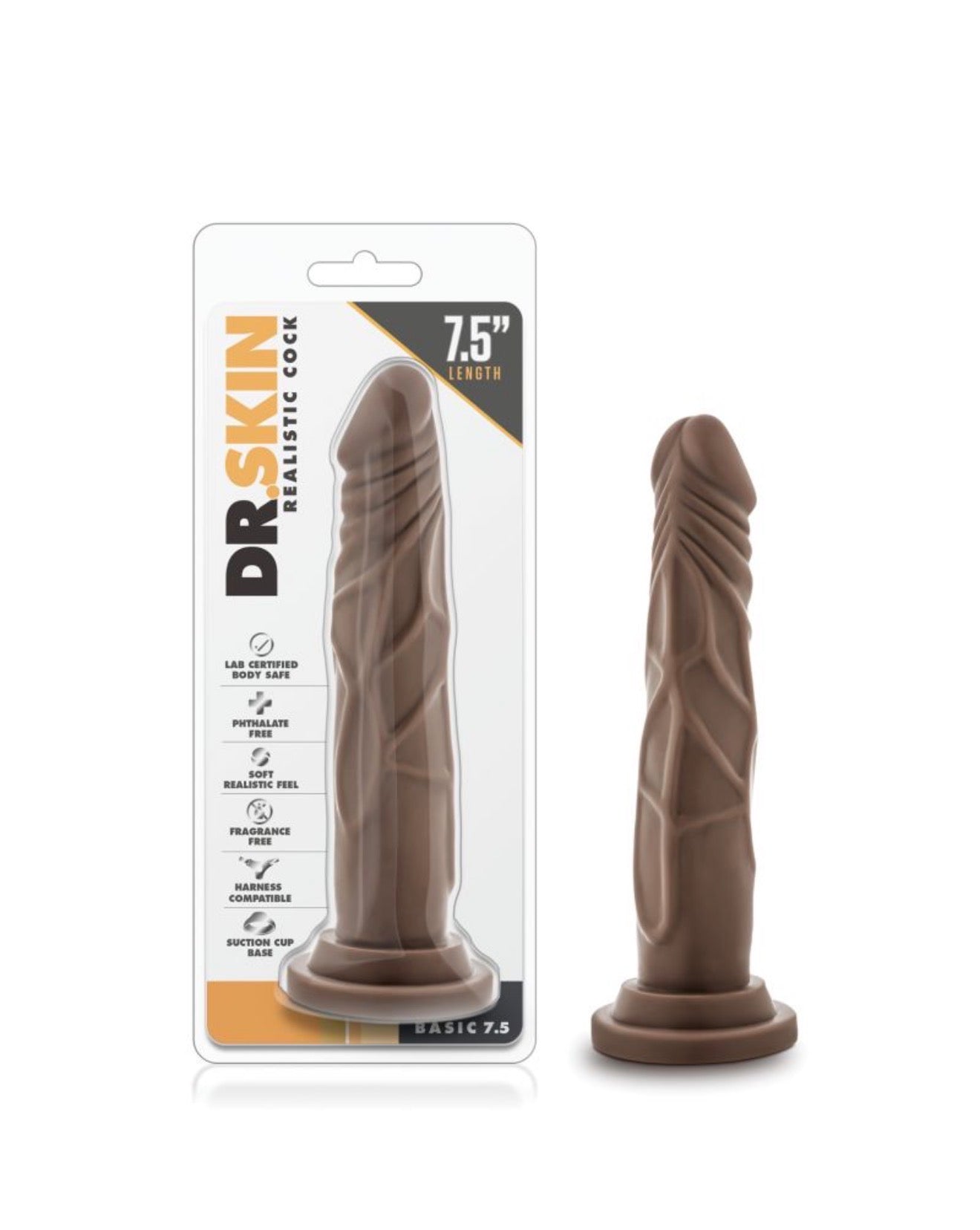 Blush Dr. Skin 7.5" Realistic Cock - Chocolate