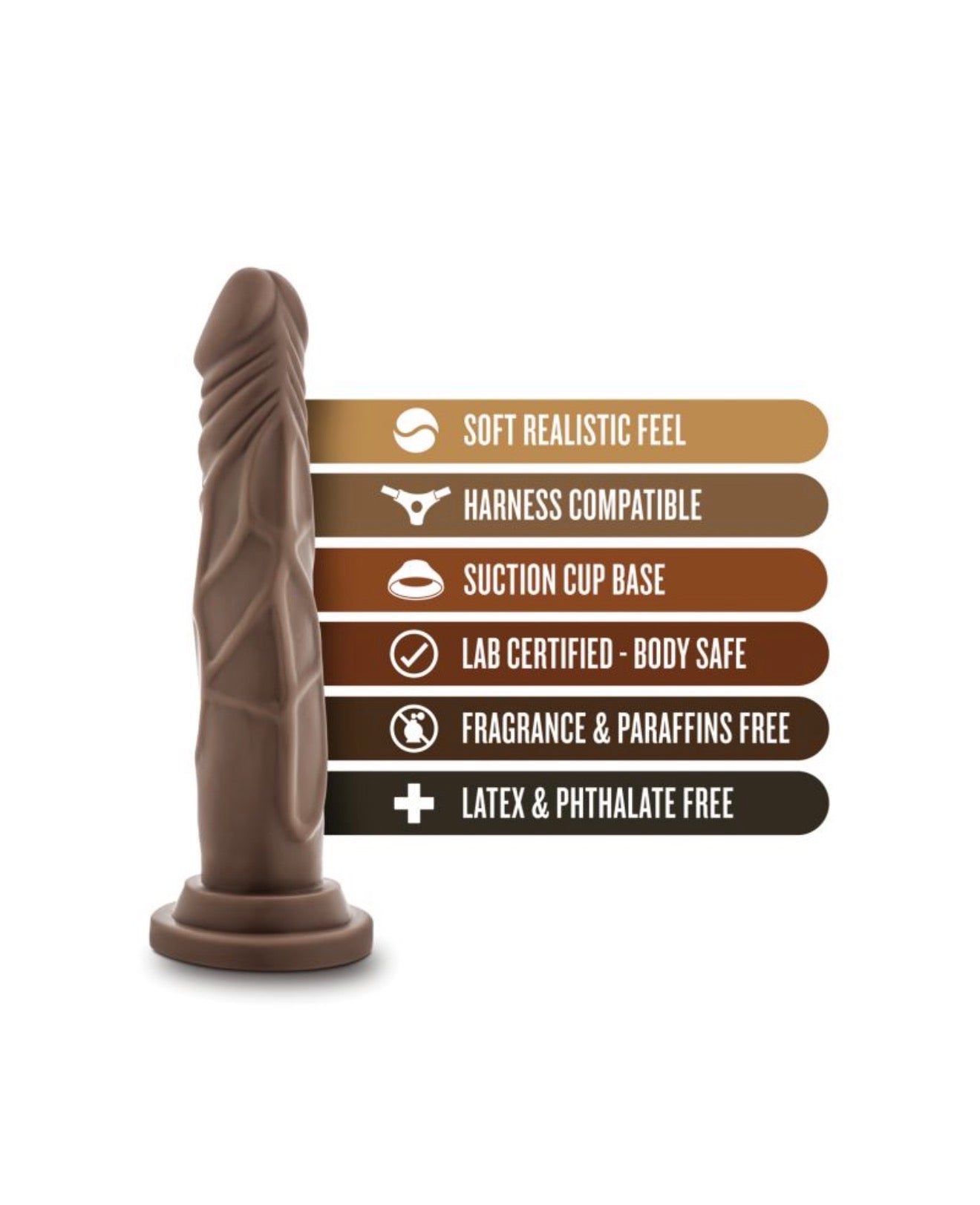 Blush Dr. Skin 7.5" Realistic Cock - Chocolate