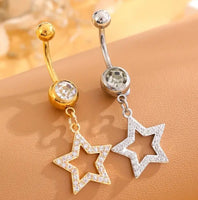 Hollow Out Star Pendant Belly Ring