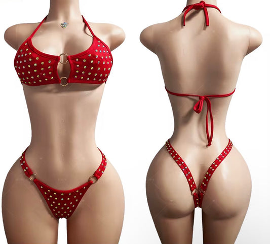 Rhinestone O-Ring Thong Set