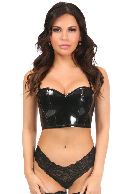 Black Patent Short Bustier Top