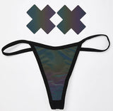 Rainbow Reflective G-String Pastie and Pantie Lingerie Set-The Edge OK