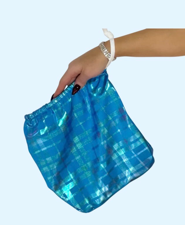 Turquoise Plaid Money Bag