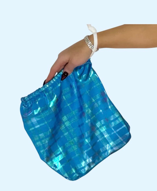 Turquoise Plaid Money Bag