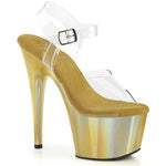 Adore 708LQ Clear/Liquid Gold 7 inch Heels