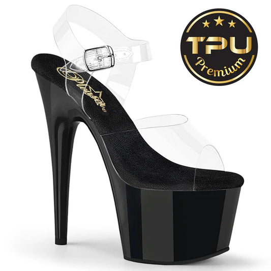 Adore-708PREM - 7 inch Clear/Black Heel