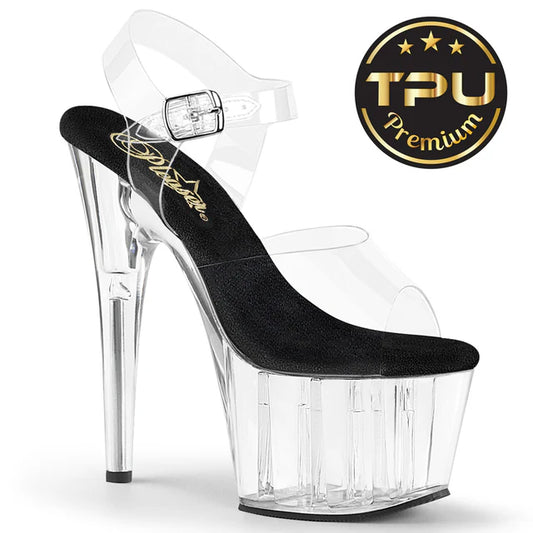 Adore-708PREM - 7 inch Clear/Black/Clear Heel