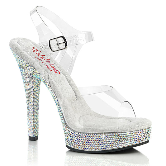 Majesty 508DM - 5 inch clear heel w/multicolor Rhinestones
