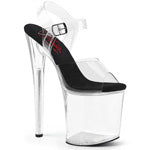 Pleaser Naughty 808 8" Clear Heels with Ankle - Clear/Black/Clear-The Edge OK