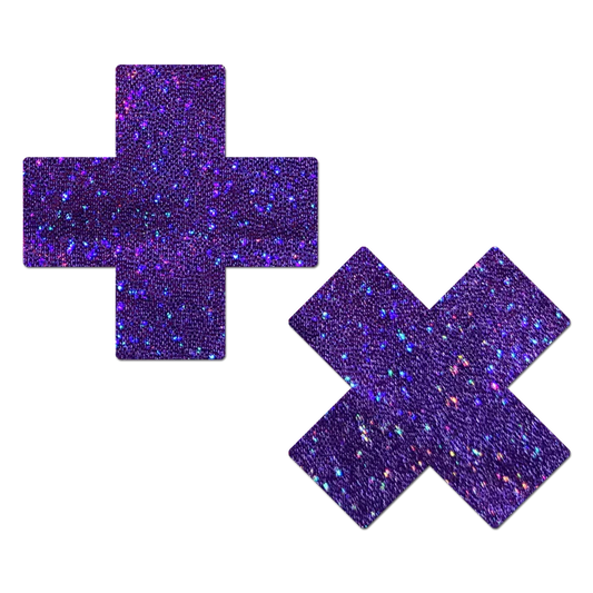 Glitter Plus X Purple Cross Nipple Pasties