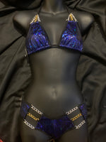 605 2 Piece Scrunch short & Triangle Top with Silver & Gold Chain Connectors