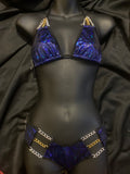 605 2 Piece Scrunch short & Triangle Top with Silver & Gold Chain Connectors