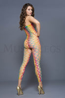 1177 Big Diamond Net Rainbow Bodystocking