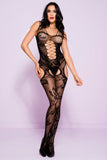 1253 Shredded Straps Lace Crotchless Bodystocking