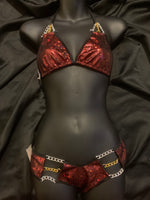 605 2 Piece Scrunch short & Triangle Top with Silver & Gold Chain Connectors