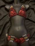 605 2 Piece Scrunch short & Triangle Top with Silver & Gold Chain Connectors