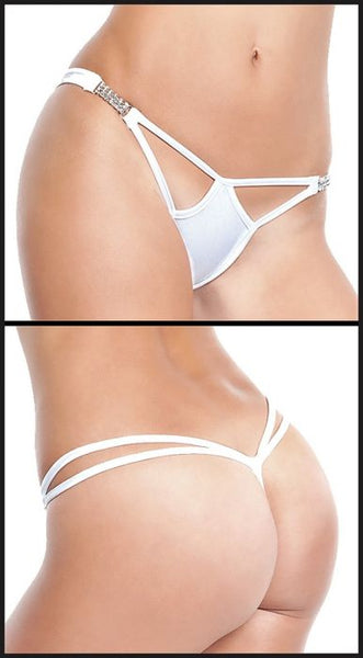 58/YRF Double Strap Low RiseThong with Rhinestone connectors