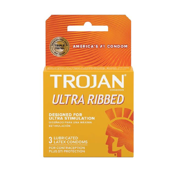 Trojan Ultra Ribbed Condoms - 3 pack-The Edge OK
