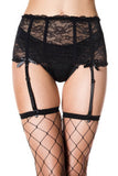 7743 Lace garterbelt with striped pattern and ribbon accents