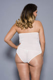 80057Q Plus size halter neck lace teddy with sheer panels