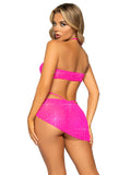 81652 South Beach 3 Piece Rhinestone Sarong Set - Neon Pink