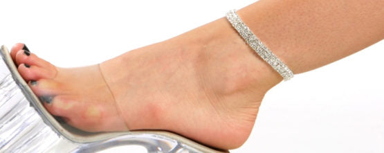 8323 3 Row Silver Rhinestone Stretch Anklet-The Edge OK
