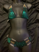 605 2 Piece Scrunch short & Triangle Top with Silver & Gold Chain Connectors