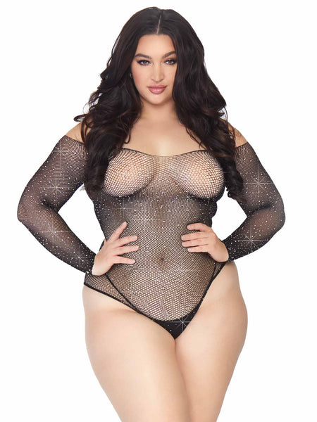 89231X Falling 4 U Rhinestone Bodysuit- Queen-The Edge OK