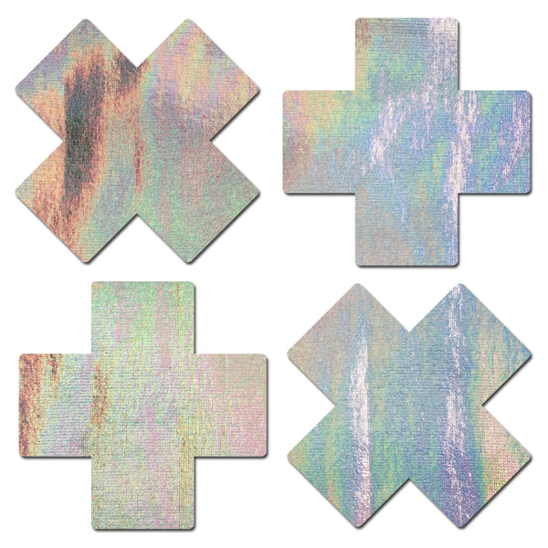 Pastease Petite Plus X: 2 Pair Small Holographic Cross Pasties-The Edge OK