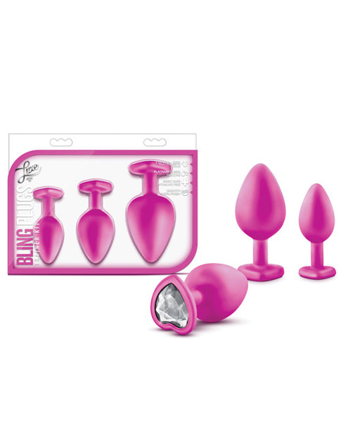 Blush Luxe Bling Plugs Training Kit - Pink w/White Gems-The Edge OK